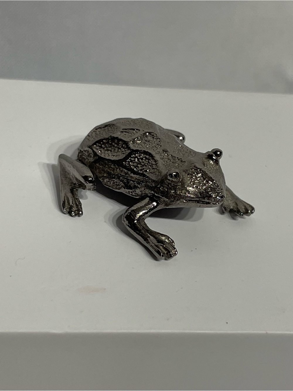Silver Metal Frog Toad Figure with Small Stash Holds Little Froggy Necklace (Inc